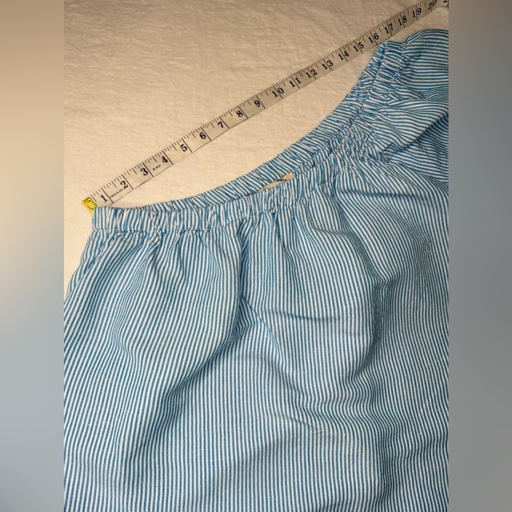Loft Linen blend Striped One-Shoulder Top Blue White Women’s Size Large - Picture 8 of 12